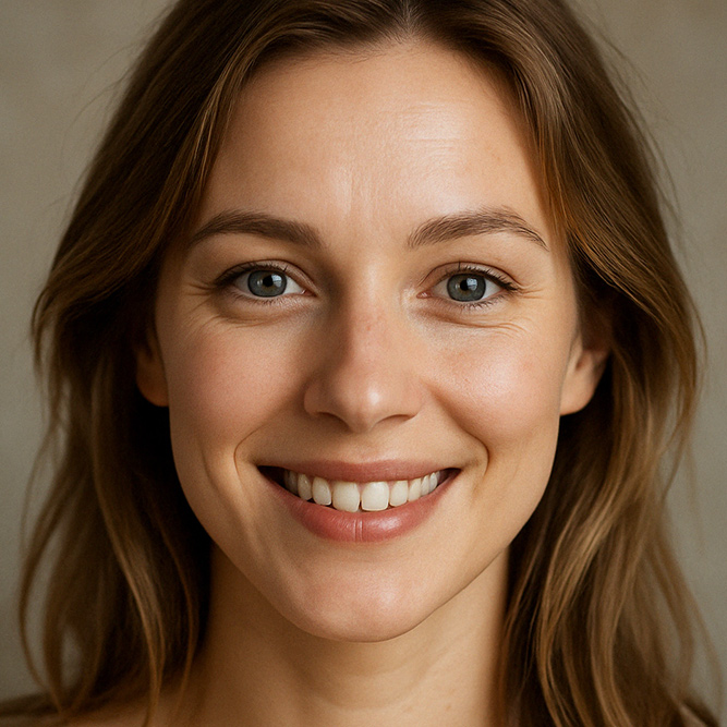 Gesicht einer Frau mit strahlender Haut durch Göttertränen Pflegeöl