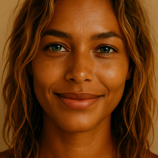 Gesicht einer natürlichen Frau mit gepflegter Haut unter den Augen durch das schöne Augen Roll-On Serum